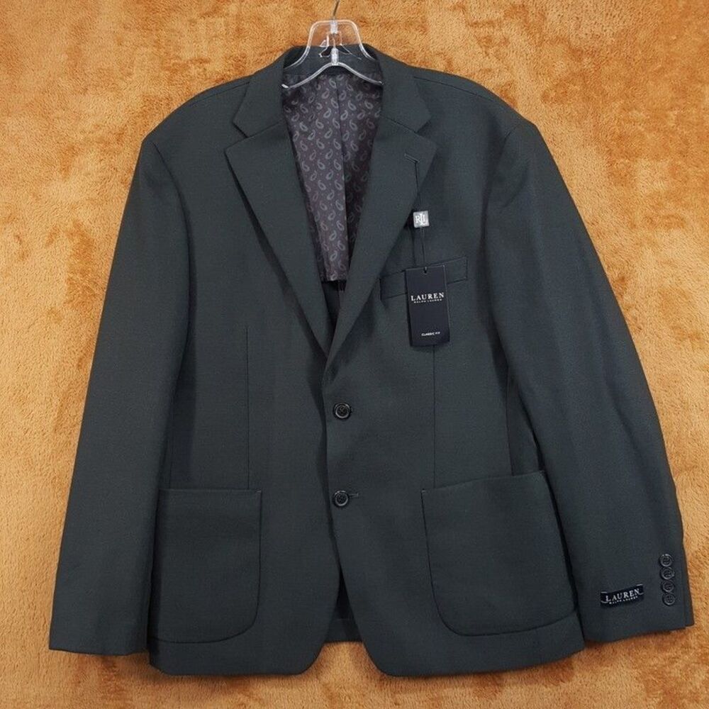 LAUREN RALPH LAUREN Suit Jacket Mens 40 Short Dark Forest Green Sport Coat
